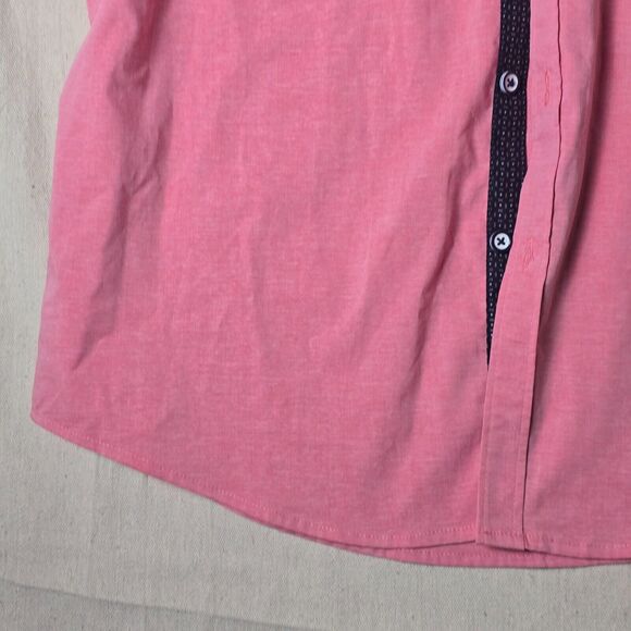 Craft‎ + Flow Button Up Short Sleeves Pink Wash Cuff Sleeves Shirt Size Medium - Picture 8 of 14